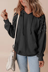 Explore More Collection - Rivet Drawstring Long Sleeve Hoodie