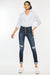 Explore More Collection - High Rise Button Down Cuffed Ankle Skinny Jeans
