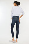 Explore More Collection - High Rise Button Down Cuffed Ankle Skinny Jeans