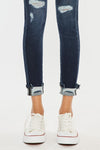 Explore More Collection - High Rise Button Down Cuffed Ankle Skinny Jeans