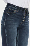 Explore More Collection - High Rise Button Down Cuffed Ankle Skinny Jeans