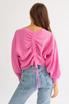 Explore More Collection - Fuzzy Sweater with Back Ruching