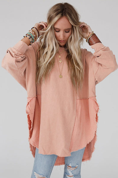 Explore More Collection - Curved Hem Dolman Sleeve Top