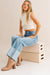 Explore More Collection - High-Waisted Wide Leg Cuffed Jeans