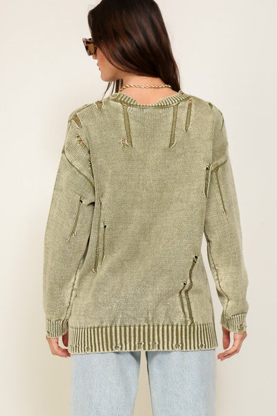 Explore More Collection - Mineral Wash Distressed Sweater
