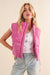 Explore More Collection - Gloss Shiny PU Quilted Puffer Zip Up Crop Vest