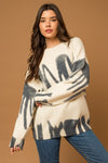 Explore More Collection - Long Sleeve Spray Print Sweater