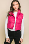 Explore More Collection - Faux Leather puffer West With Snap Button