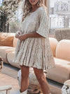 Explore More Collection - Full Size Sequin Round Neck Half Sleeve Mini Dress