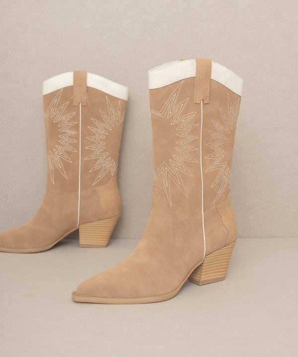 Explore More Collection - OASIS SOCIETY Halle - Paneled Cowboy Boots