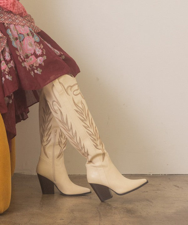 Explore More Collection - OASIS SOCIETY Bronco - Knee-High Embroidered Boots