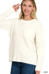 Explore More Collection - Melange Hi-Low hem Round Neck Sweater