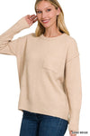 Explore More Collection - Melange Hi-Low hem Round Neck Sweater