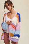 Explore More Collection - Hand Knit Multi Striped Cardigan