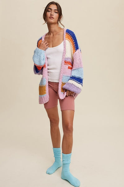 Explore More Collection - Hand Knit Multi Striped Cardigan