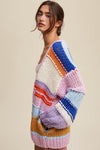 Explore More Collection - Hand Knit Multi Striped Cardigan