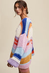 Explore More Collection - Hand Knit Multi Striped Cardigan