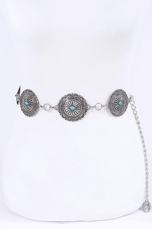 Addie - A Turquoise Western Chain Belt