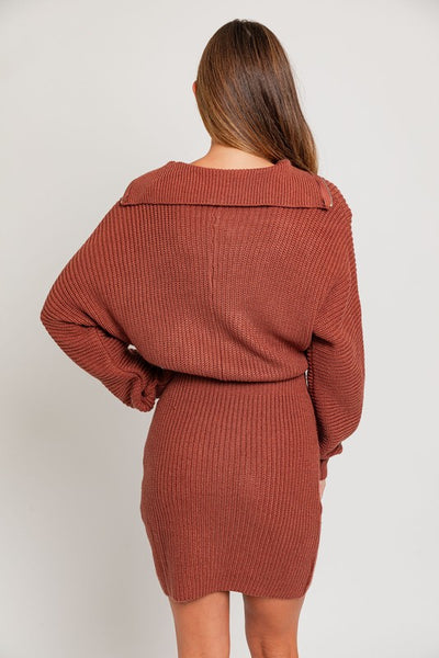 Explore More Collection - Zipper Sweater Dress