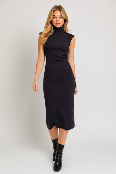 Explore More Collection - Mock Neck Sweater Midi Dress