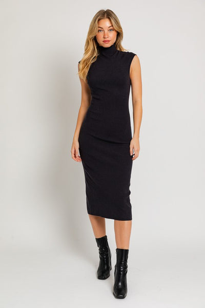 Explore More Collection - Mock Neck Sweater Midi Dress