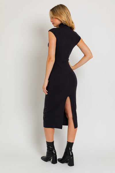 Explore More Collection - Mock Neck Sweater Midi Dress