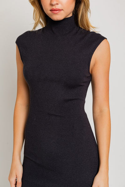 Explore More Collection - Mock Neck Sweater Midi Dress