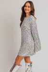 Explore More Collection - Long Sleeve Sequin Mini Dress