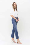 Explore More Collection - High Rise Straight Jean With Raw Hem