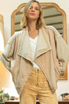 Tera - A Contrast Jacket with Accent Studs on Shoulder & Cuffs