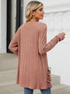 Explore More Collection - Pocketed Open Front Long Sleeve Cardigan