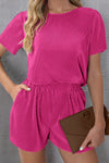 Explore More Collection - Round Neck Short Sleeve Top and Shorts Set