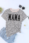 Explore More Collection - MAMA Animal Print Round Neck Short Sleeve T-Shirt