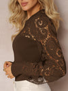 Explore More Collection - Lace Round Neck Long Sleeve T-Shirt