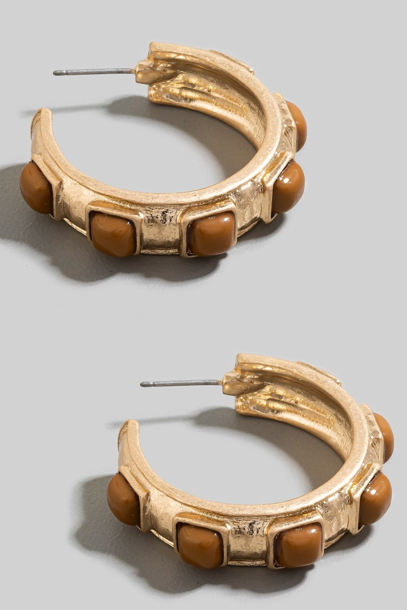 Hazel - A Pair of Acrylic Set Station Hoop Earrings