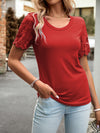 Explore More Collection - Lace Detail Round Neck Short Sleeve T-Shirt