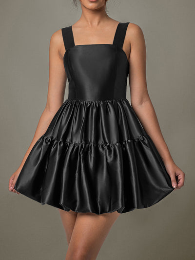 Explore More Collection - Ruched Square Neck Wide Strap Mini Dress