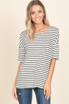 Explore More Collection - BOMBOM Striped Round Neck T-Shirt