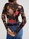 Explore More Collection - Floral Mock Neck Long Sleeve Top