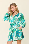 Explore More Collection - Double Take Full Size Floral Long Sleeve Romper with Pockets