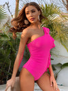 Explore More Collection - Ruffled Single Shoulder One-Piece Swimwear