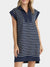 Explore More Collection - Full Size Pocketed Striped Quarter Zip Cap Sleeve Dress