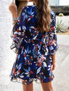 Explore More Collection - Ruffled Printed Surplice Half Sleeve Mini Dress