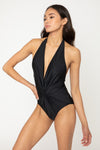 Explore More Collection - Marina West Swim Twisted Plunge Halter One Piece Swimsuit