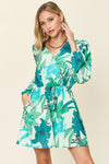 Explore More Collection - Double Take Full Size Floral Long Sleeve Romper with Pockets