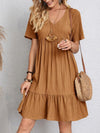 Explore More Collection - Full Size V-Neck Short Sleeve Dress