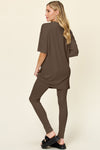 Explore More Collection - Double Take Full Size Round Neck Dropped Shoulder T-Shirt and Leggings Set