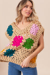 Explore More Collection - BiBi Granny Square Openwork Sweater Vest