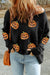 Explore More Collection - Pumpkin Round Neck Long Sleeve Knit Top