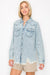 Explore More Collection - RISEN Button Up Distressed Denim Shirt